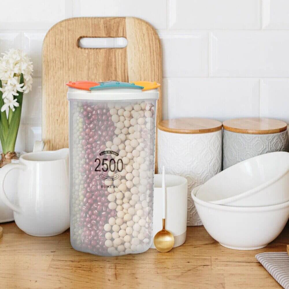 4 Compartment Plastic Cereal Dispenser Jar - Image 3